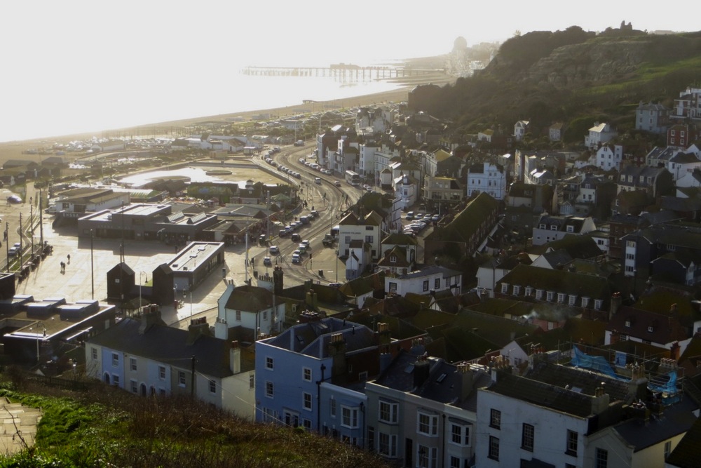Aussicht vom East Hill in Hastings in England
